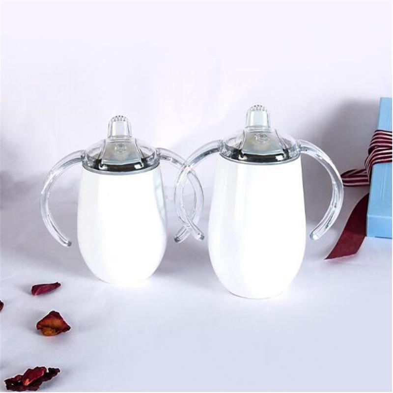 Water Bottles Arrival 10oz Sublimation Sippy Cups Blank DIY Baby Milk Bottle With Handle Stainless Steel Kids Drinking Tumbler For Gifts