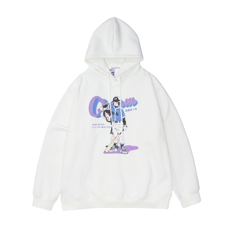 Cartoon character print Plush men's ins street fashion brand loose Pullover sports Hoodie, Black
Cartoon character print Plush men's ins street fashion brand loose Pullover sports Hoodie, Black