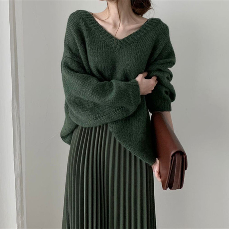 Spring Autumn High Waist Vintage Solid Pleated Skirt Female OL Elegant Fashion All-match Long Skirts Womens 210421
