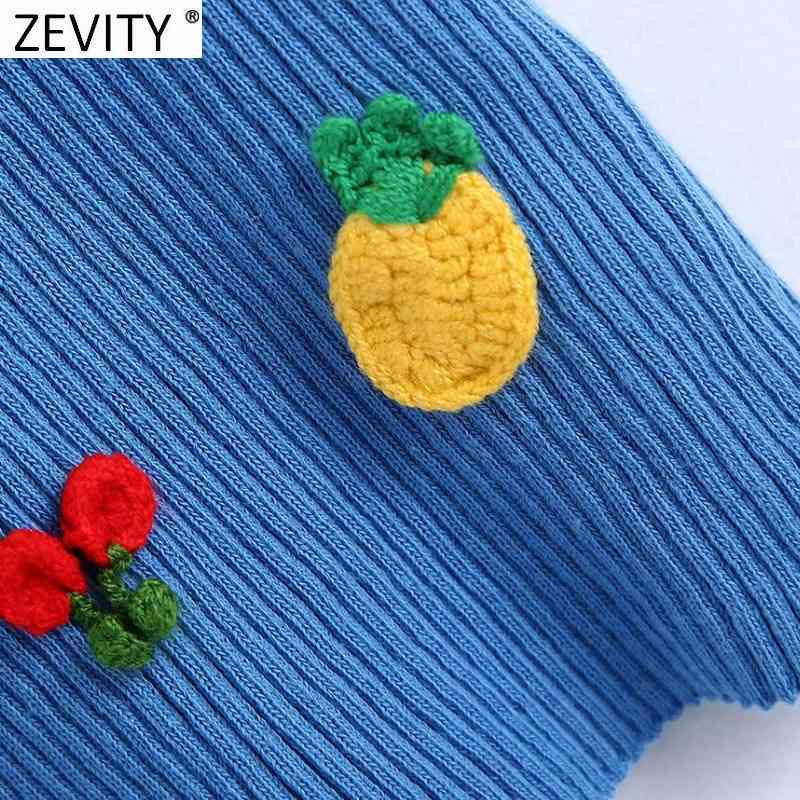 women Sweet Fruit Embroidery Appliques Vest Thin Sweater Ladies Basic V Neck Knitted Sling Sweaters Female Summer Chic Tops S806 210419