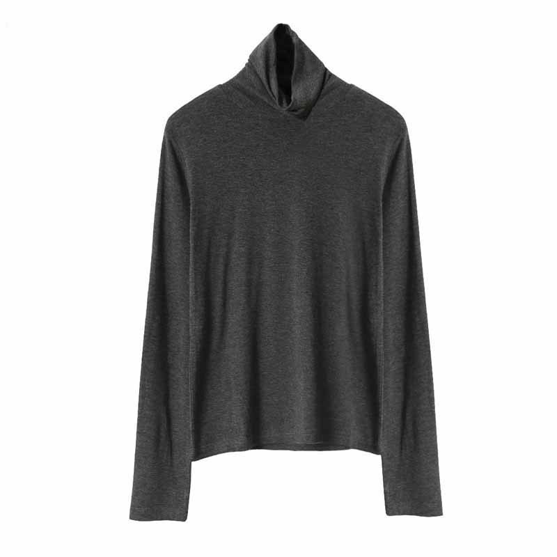 All-match Solid Color Casual Turtleneck Thick Long Sleeve Bottoming Shirt Women Inner Slim White Blouse Blusas 12143 210508