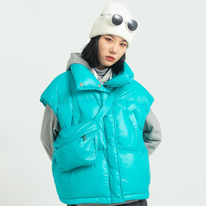 Women's Down & Parkas ZCWXM Winter Warm Short Jackets Women Feather Vest Puffer Sleeveless Black Coat Match With Bag Ladies Waistcoat