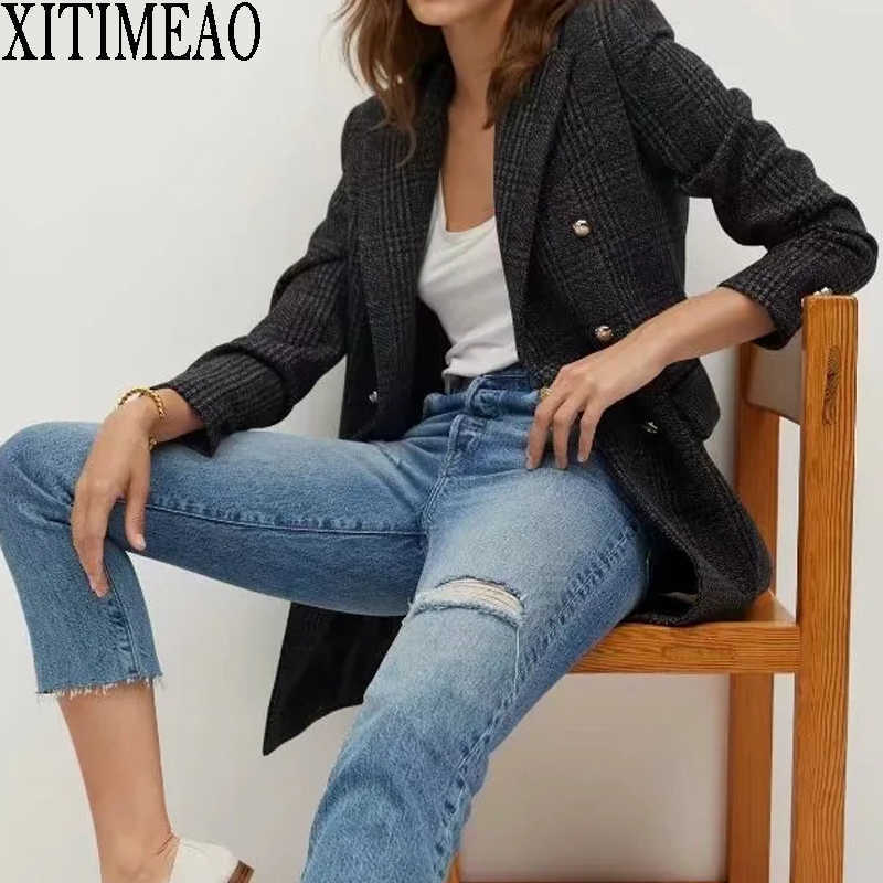 XITIMEAO Women Casual Woolen Coat Blazer Office Lady Long Suit Double Breasted Thickening Ladies Blazers 210604, Black
XITIMEAO Women Casual Woolen Coat Blazer Office Lady Long Suit Double Breasted Thickening Ladies Blazers 210604, Black