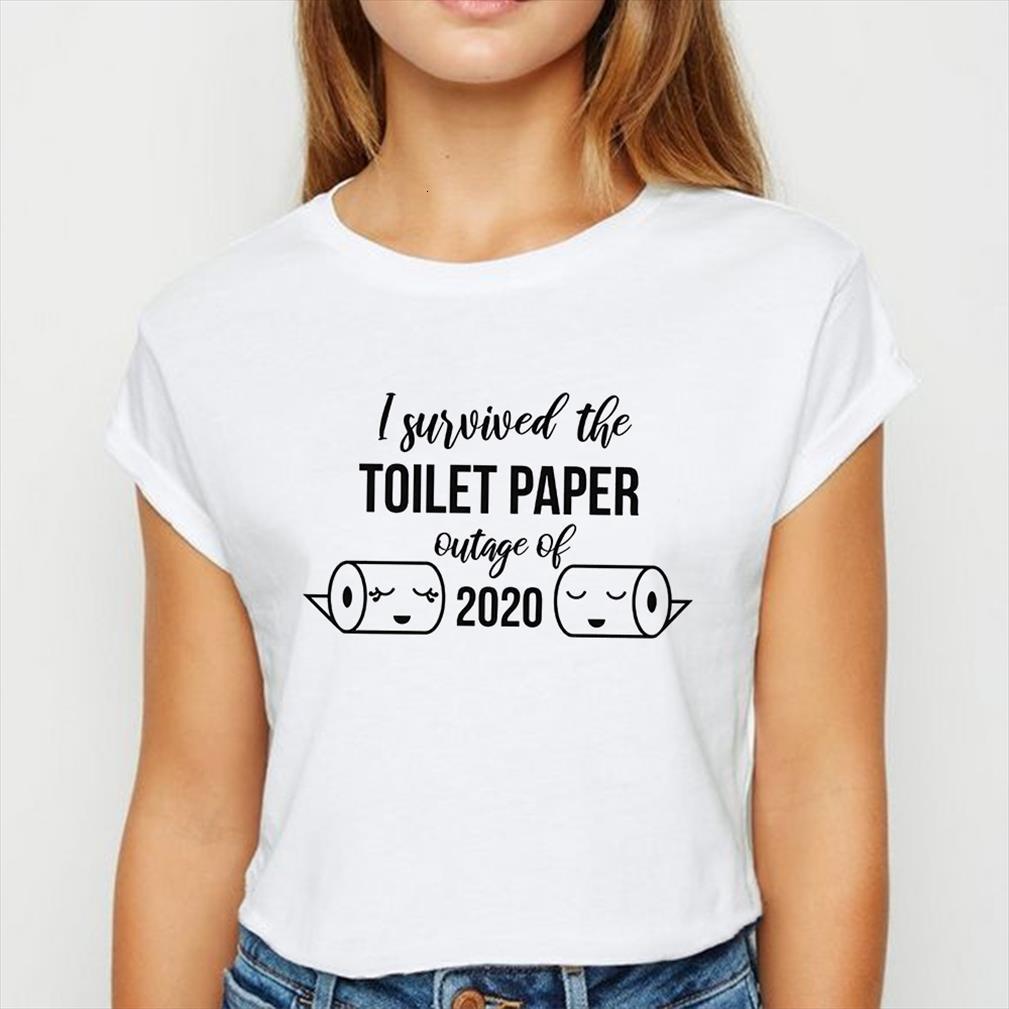 i survived the toilet paper mens and womens outage of kawaii summer women fashion o collar shirts, White;black
i survived the toilet paper mens and womens outage of kawaii summer women fashion o collar shirts, White;black