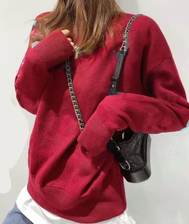 2021 Winter Fashion Designer Women&#039;s sweater Red festive letter applique embroidery long sleeve high quality warm wool sweaters large size soft and comfortable от DHgate WW
