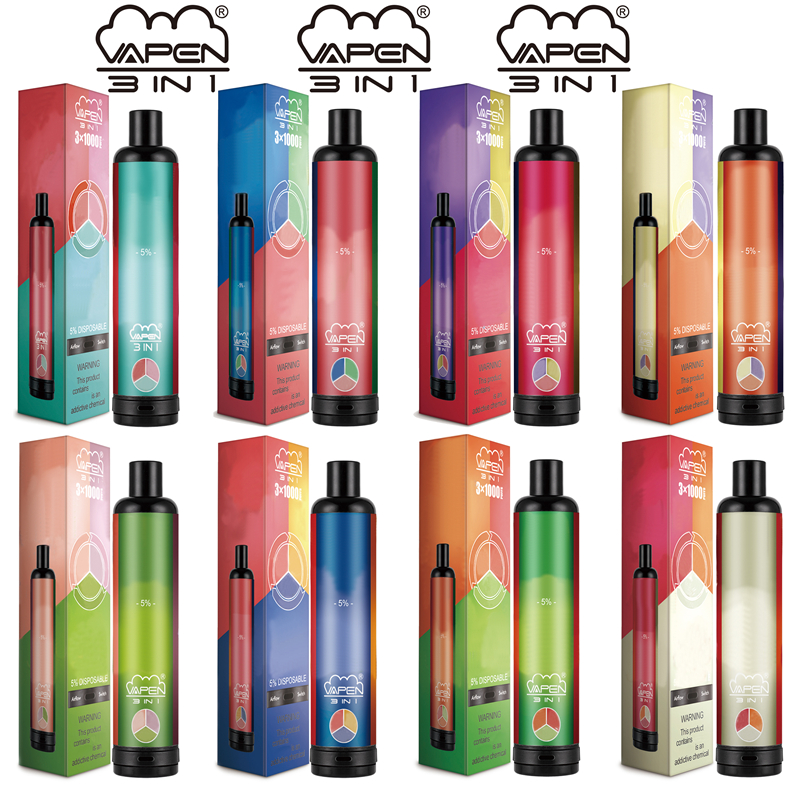 Original VAPEN 3IN1 Disposable Vape 3000Puffs e Cigarettes Kits 3 in 1 Vaporizer 1400mAh Battery Pre-Filled 3*3.2ml 3*1000PUFFs Airflow Syst
Original VAPEN 3IN1 Disposable Vape 3000Puffs e Cigarettes Kits 3 in 1 Vaporizer 1400mAh Battery Pre-Filled 3*3.2ml 3*1000PUFFs Airflow Syst