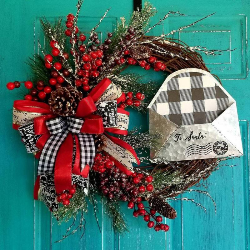 Decorative Flowers & Wreaths Christmas Hanging Decoration Wreath Artificial Front Door Welcome Garlands Fireplace Red And Black Lattice
Decorative Flowers & Wreaths Christmas Hanging Decoration Wreath Artificial Front Door Welcome Garlands Fireplace Red And Black Lattice