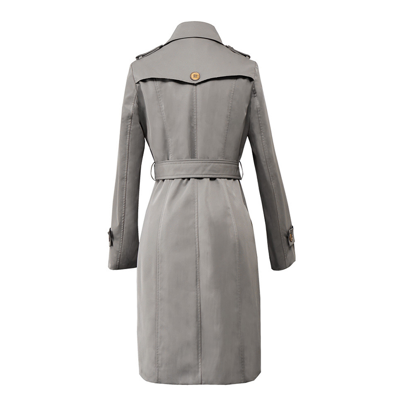 VGH Solid Color Double Breasted Elegant Windbreaker For Women Lapel Collar Long Sleeve High Waist With Belt Trench Coat Female 210421