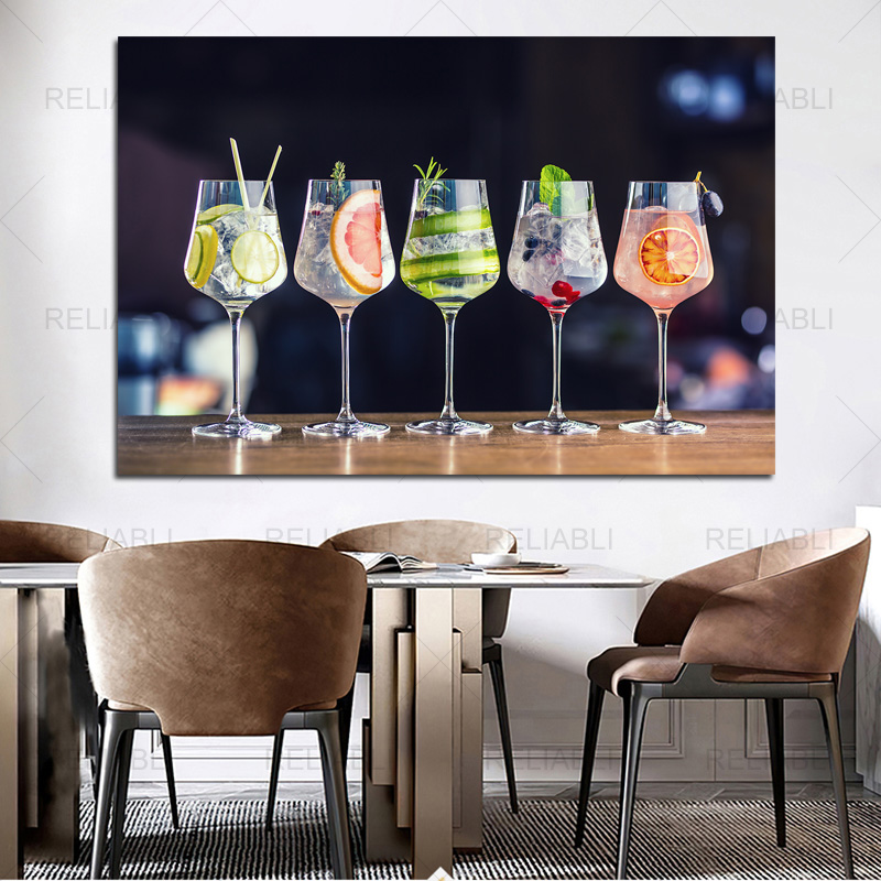 Nordic Colorful Cocktail Drinks Kitchen Print Modern Canvas Painting Wall Art Picture for Bar Dining Room Home Decor No Frame