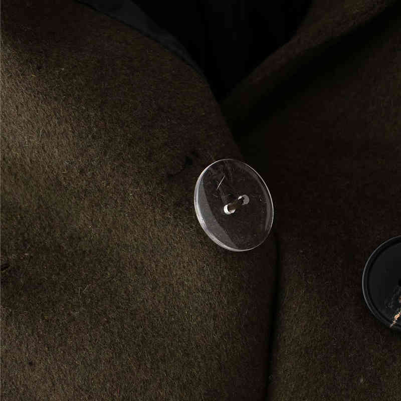 Evfer Women Casual Double Breasted Winter Thick Woolen Long Coats Office Lady Fashion Sleeve Solid Straight Outwear Chic 210421