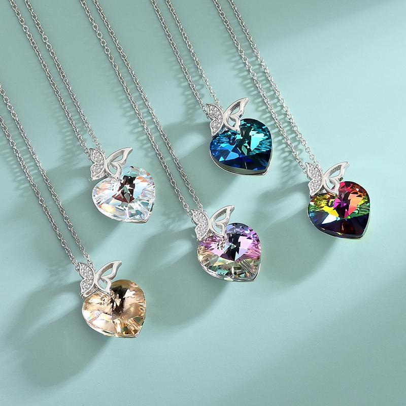 Chains S925 Sterling Silver Necklace Female Fashion Simple And Versatile Creative Austrian Crystal Butterfly Heart-shaped Pendant 2 Ord
Chains S925 Sterling Silver Necklace Female Fashion Simple And Versatile Creative Austrian Crystal Butterfly Heart-shaped Pendant 2 Ord