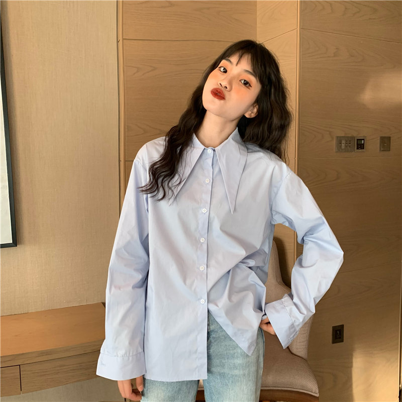 All Match Brief Casual Streetwear Women OL Solid Office Lady Femme Tops Shirts Girls Loose Stylish Blouses 210421
