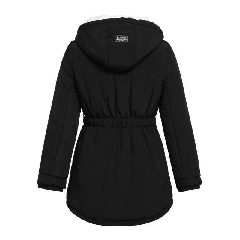 Winter Parkas Coat Thick Hooded Women Jacket Cotton Warm Female Windproof Outerwear Zipper Pocket Drawstring Overcoats 211018