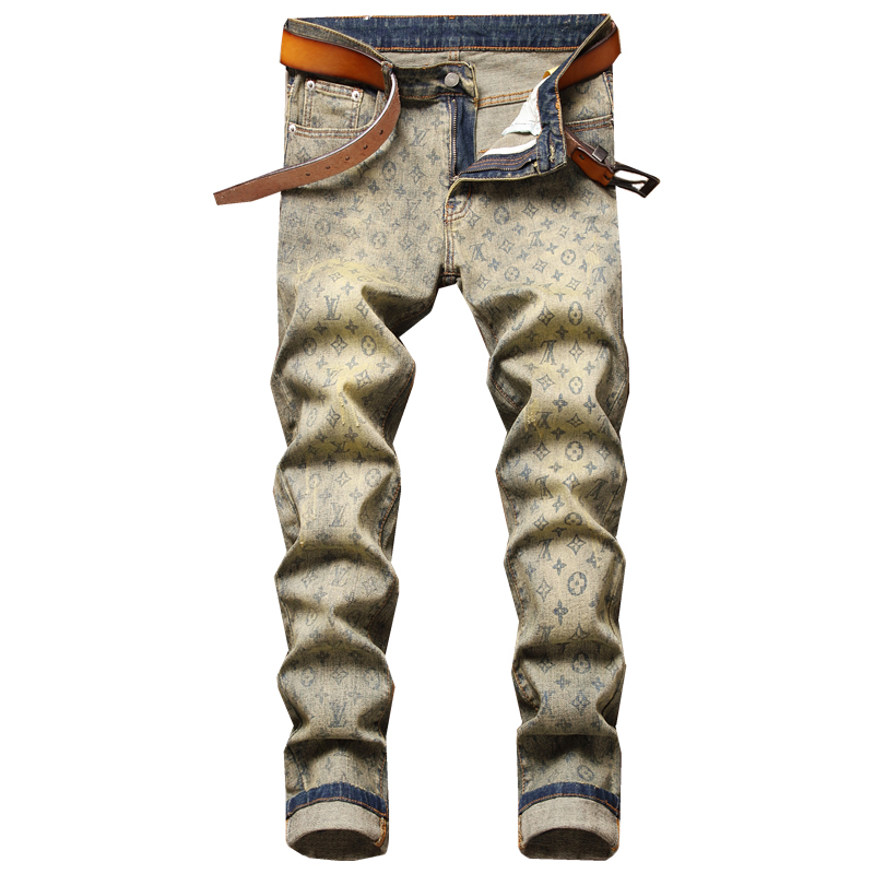 autumn retro yellow men's slim print jeans pantalons pour hommes micro-elastic trendy denim pants vaqueros de los hombres, Blue
autumn retro yellow men's slim print jeans pantalons pour hommes micro-elastic trendy denim pants vaqueros de los hombres, Blue