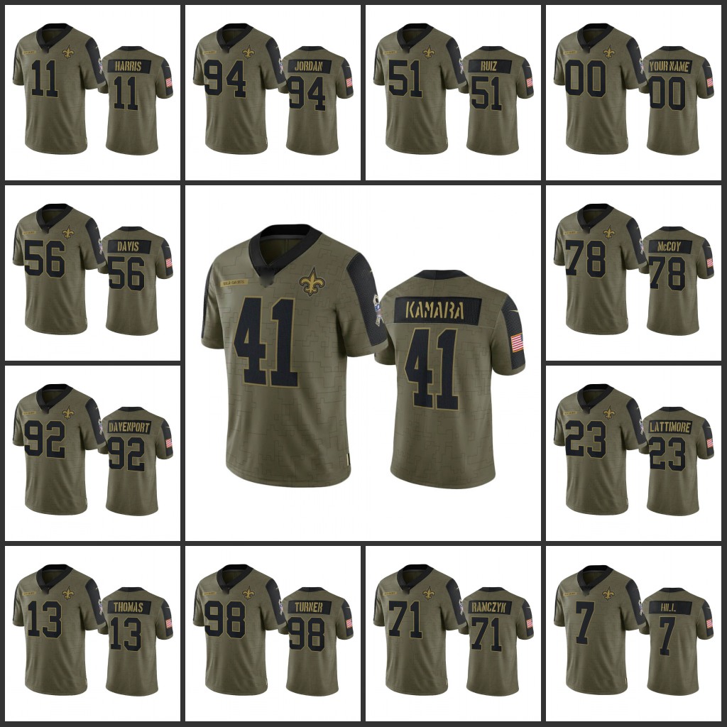 Jersey New Orleans''Saints''Men #41 Alvin Kamara 7 Taysom Hill 13 Michael Thomas Custom Women Youth''NFL''Olive Salute To Service Limited Jersey
Jersey New Orleans''Saints''Men #41 Alvin Kamara 7 Taysom Hill 13 Michael Thomas Custom Women Youth''NFL''Olive Salute To Service Limited Jersey