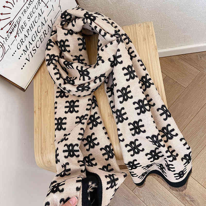 Hat Scarf Glove Setautumn and Winter Korean Double-sided Long Thickened Cashmere Like Summer Office Air Conditioning Room Shoulder Cape Shawl