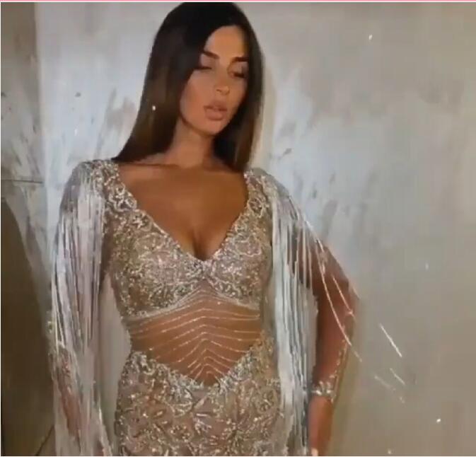 Evening dress women cloth Yousef aljasmi Sheath Long sleeve Lace Appliques V-Neck White Kim kardashian Kylie jenner, Silver
Evening dress women cloth Yousef aljasmi Sheath Long sleeve Lace Appliques V-Neck White Kim kardashian Kylie jenner, Silver