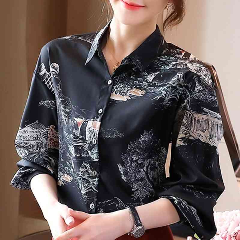 Long Sleeve Blouse Women Blusas Mujer De Moda Turn Down Collar Print Chiffon Blouse Shirt Tops Women Blouses Femme E616 210602, Black
Long Sleeve Blouse Women Blusas Mujer De Moda Turn Down Collar Print Chiffon Blouse Shirt Tops Women Blouses Femme E616 210602, Black