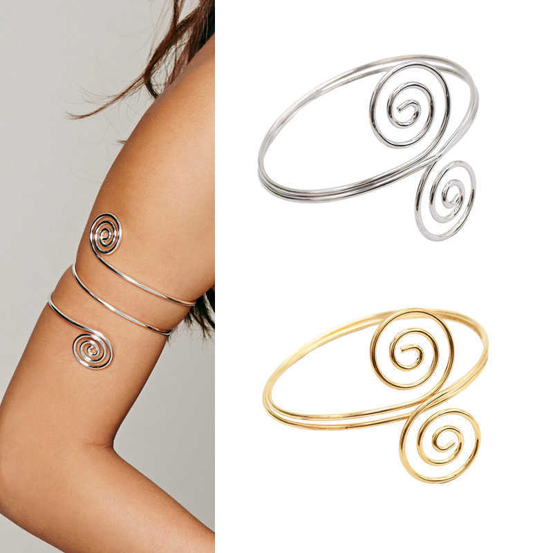 Punk Bohemian Metal Swirl Spiral Upper Arm Cuff Bracelet & Bangle Adjustable Armlet Armband Gypsy Turkish Jewelry Q0719
Punk Bohemian Metal Swirl Spiral Upper Arm Cuff Bracelet & Bangle Adjustable Armlet Armband Gypsy Turkish Jewelry Q0719