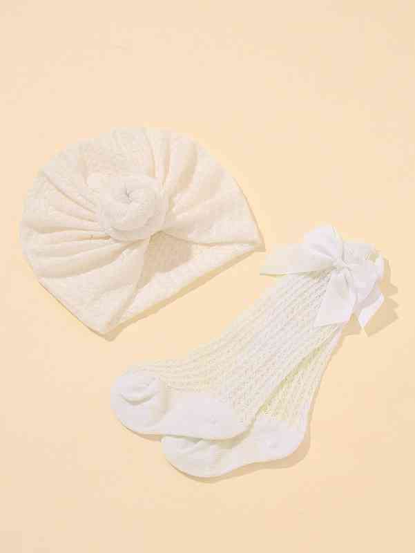 Baby Bow Decor Socks & Head Wrap SHE02