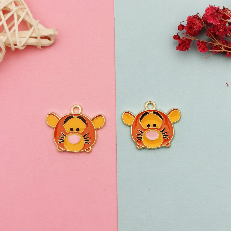 20pcs Cartoon Animals Metal Enamel Charms Lovely Monkey Pig Little Bear Bracelet Pendants Alloy Earrings Jewelry Accessories