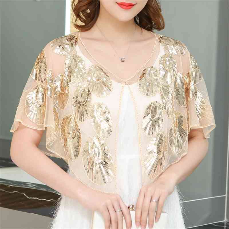Dress Showl Summer Short Sleeve V-Necl Cardigan Jacket Women Hollow Mesh Lace Woman Jacket Black Short Women Showl B569 210602