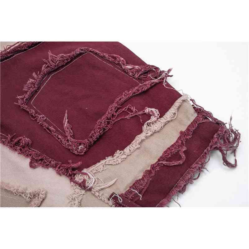 IEFB Mens Tassel Unhairing Deconstruction Splicing Straight Loose Washed Jeans Spring Hip Hop High Street Casual Denim Pants 210524