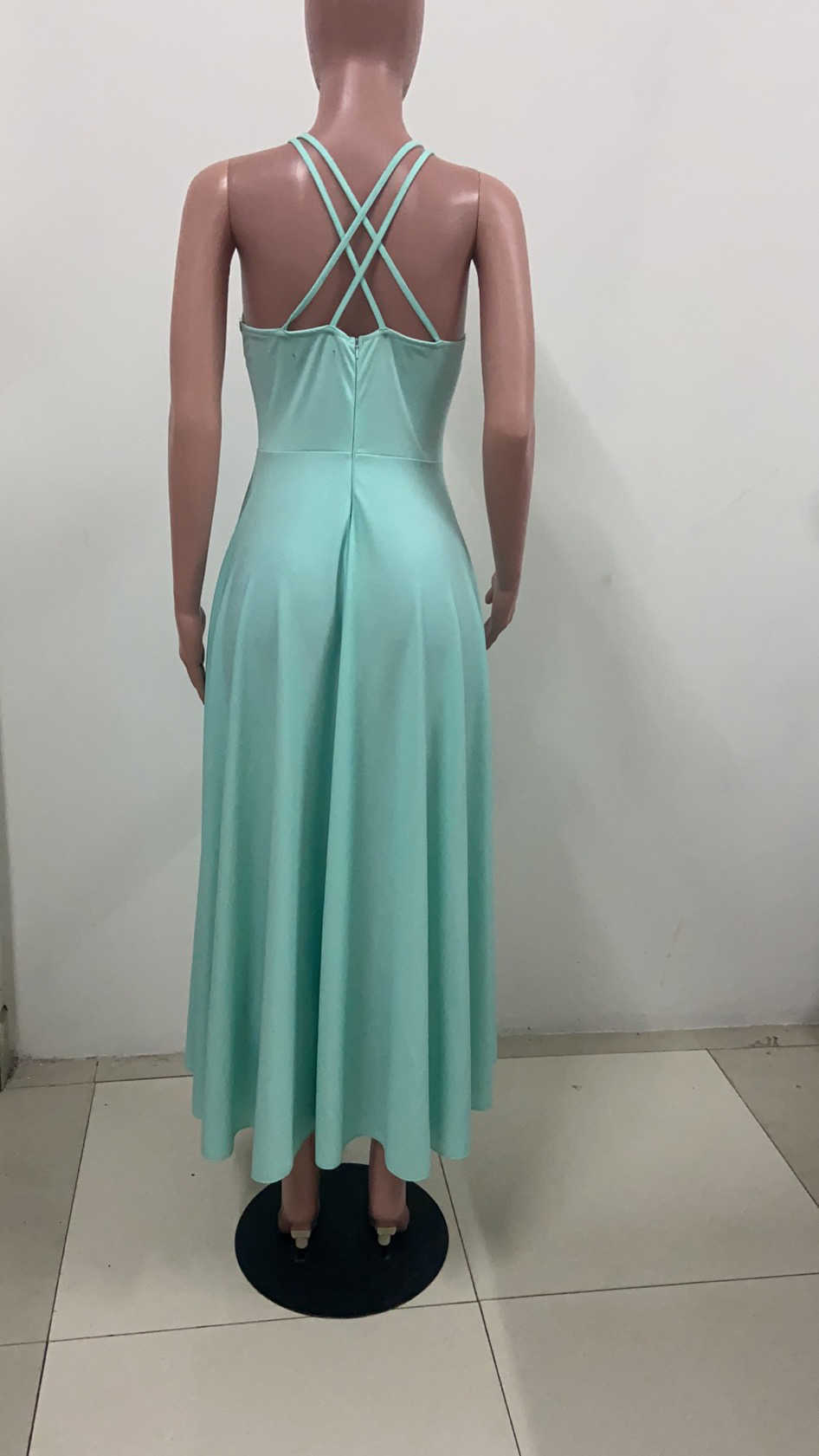 Spaghetti Strap Solid Elegant Formal Evening Party Dress Solid Maxi Vestidos 210702