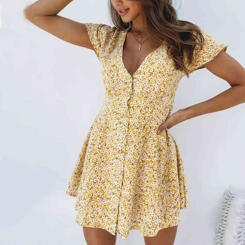 Casual Dresses Chic Floral Print Women Boho Beach Mini V Neck Button Front Skater Female Vestidos Summer HCO4, Pink
Casual Dresses Chic Floral Print Women Boho Beach Mini V Neck Button Front Skater Female Vestidos Summer HCO4, Pink