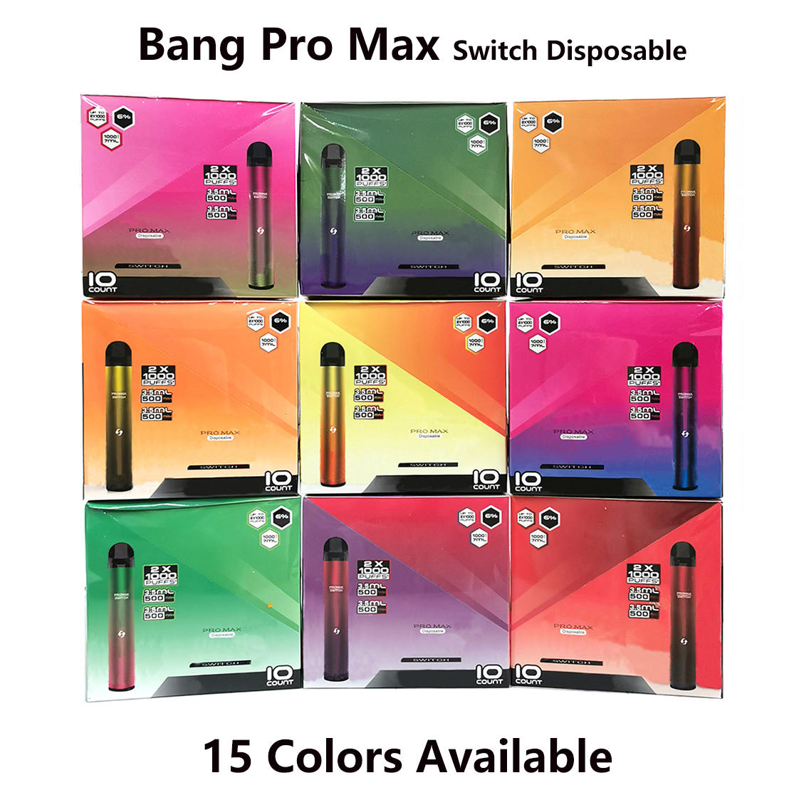 Disposable E Cigarettes BANG Switch PRO MAX Stick Vape Pen 2in1 Electronic Cigarette 2000 Puffs Dual-FLA E-Cigs 1000 + 1000 Puff 6% Vaporizer 15 Colors
Disposable E Cigarettes BANG Switch PRO MAX Stick Vape Pen 2in1 Electronic Cigarette 2000 Puffs Dual-FLA E-Cigs 1000 + 1000 Puff 6% Vaporizer 15 Colors