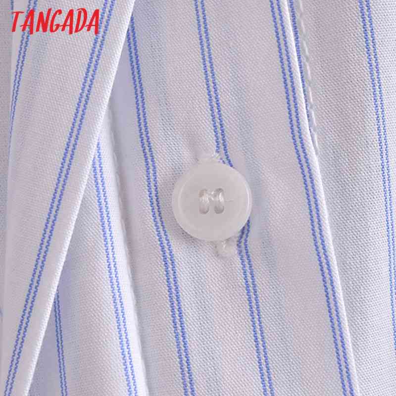 Women Retro Oversized Striped Print Blouse Pocket Chic Female Casual Loose Shirt Blusas Femininas 3H190 210416