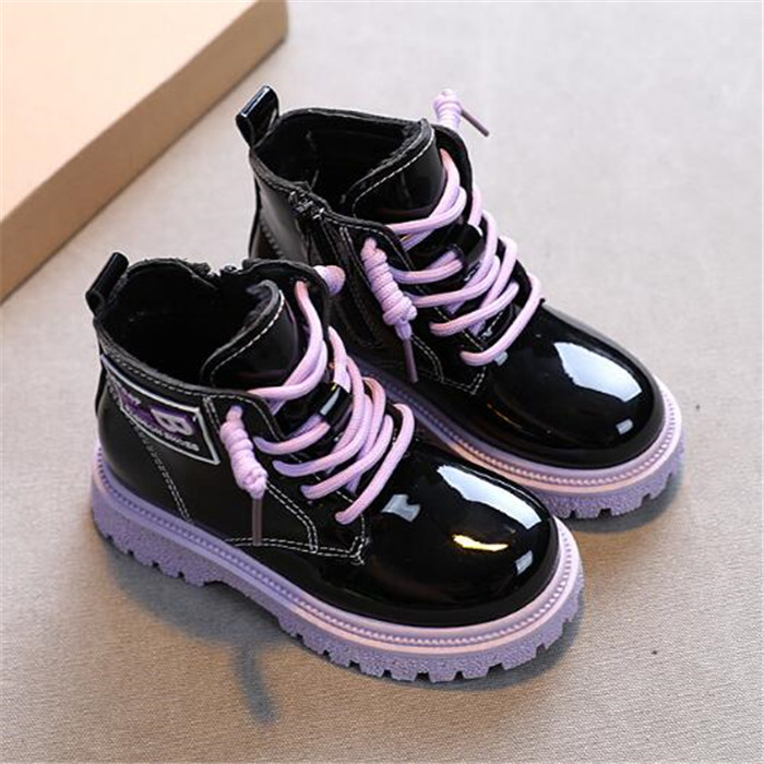Autumn Winter kids Girls Boys Boots Soft Non-Slip Martin Boots For Children Leather Plus Velvet Fashion Ankle Boot