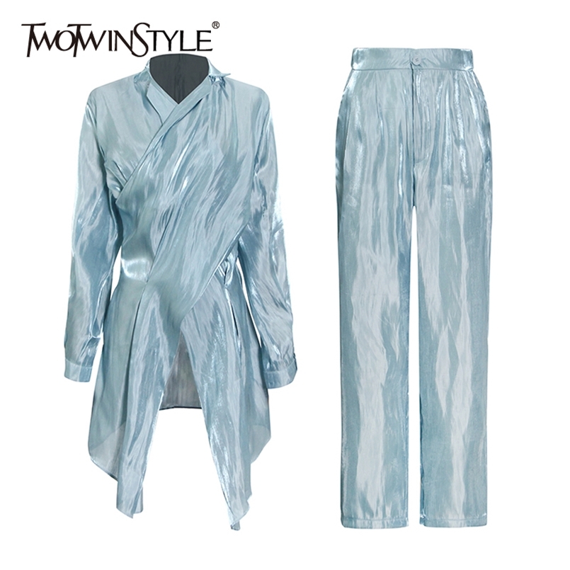 TWOTWINSTYLE Ruched Casual Two Piece Set For Women V Neck Long Sleeve Shirts High Waist Full Length Pants Solid Sets Female 211109, Apricot
TWOTWINSTYLE Ruched Casual Two Piece Set For Women V Neck Long Sleeve Shirts High Waist Full Length Pants Solid Sets Female 211109, Apricot