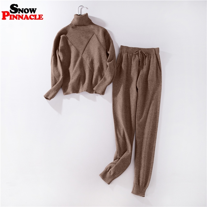 Women sweater suit and sets Casual Autumn Winter 2PCS Track Suit female Knitted Trousers+Jumper Tops Costume Clothing Set 210524