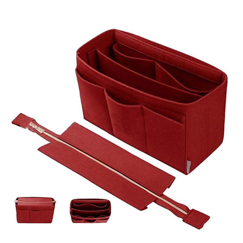 High Quality Multifunction Handbag Felt Fabric Bag Purse Insert Storage Pouch Case Structured organizer bags 210402