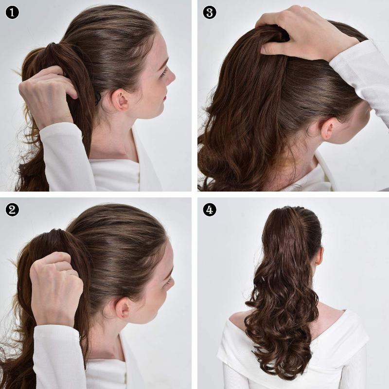 Synthetic Wigs SHANGZI Long Curly Straight Claw Clip Ponytail Hair Hairpiece Ponytails Wig Pony Tail 18-21 Inch