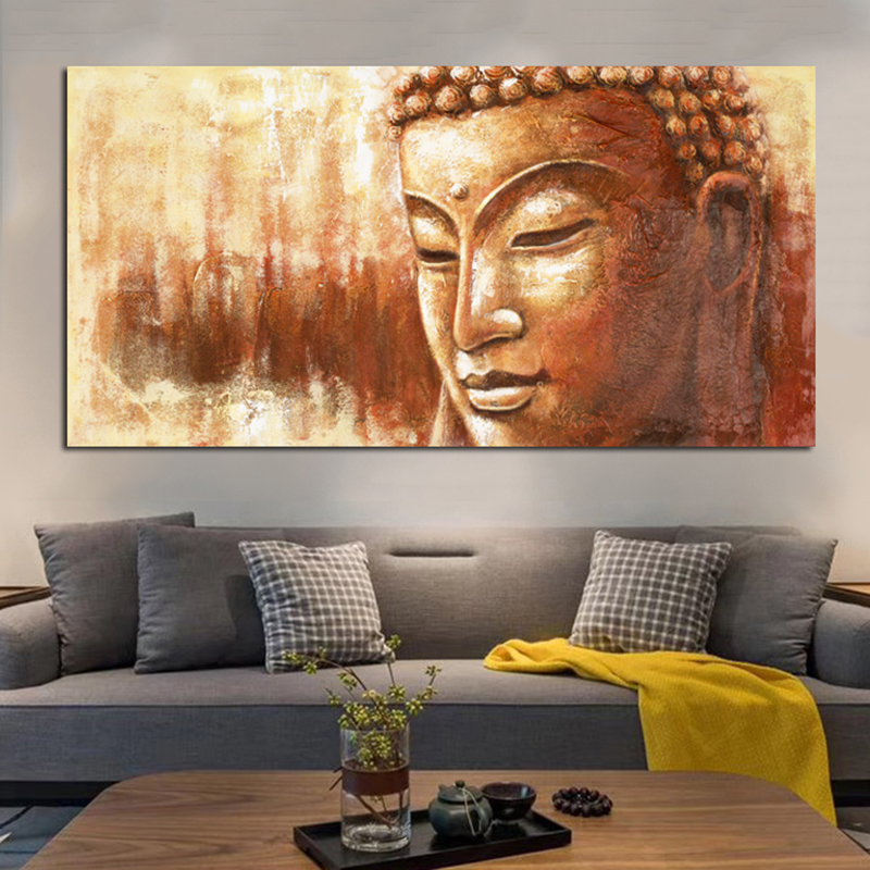 Large Size Buddha Poster Print Canvas Painting Golden Buddha Wall Pictures For Living Room Modern Decor Art Unframed