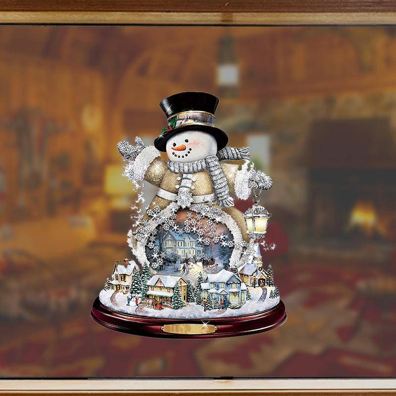 Christmas Tree Rotating Train Window Stickers - 2024 Winter Home Decor, Paste & Removable, Multicolor, Thick Material