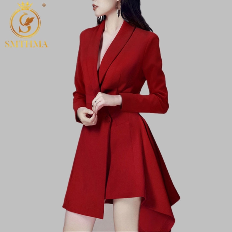 Notched Neck Asymmetry Long Sleeve Dress Women Autumn Office Business Red Vestido De Festa 210520, Photo color
Notched Neck Asymmetry Long Sleeve Dress Women Autumn Office Business Red Vestido De Festa 210520, Photo color