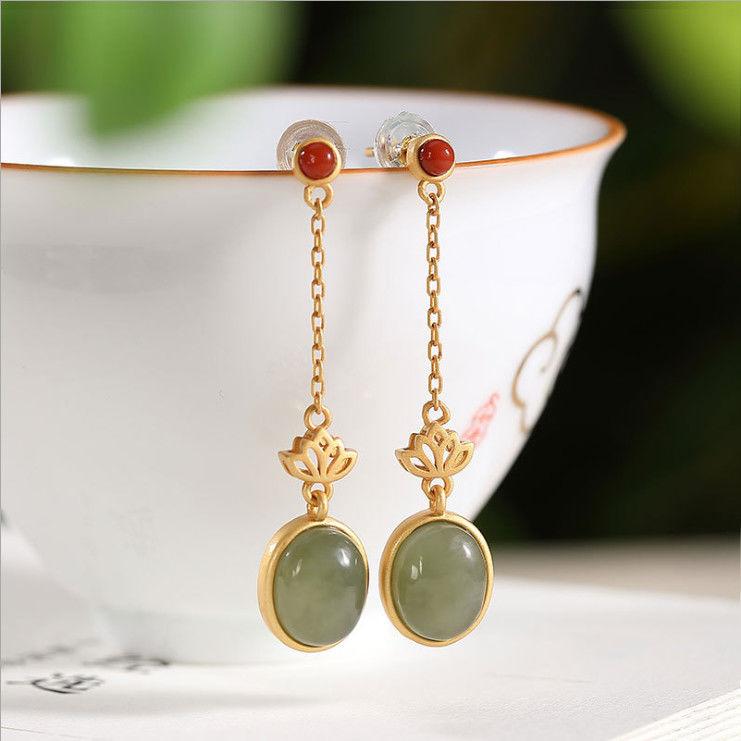 Dangle & Chandelier Independent Design Ancient Gold Craftsmanship Natural Hetian Jade Oval Long Lotus Earrings Luxury And Elegant Girl Jewel
Dangle & Chandelier Independent Design Ancient Gold Craftsmanship Natural Hetian Jade Oval Long Lotus Earrings Luxury And Elegant Girl Jewel