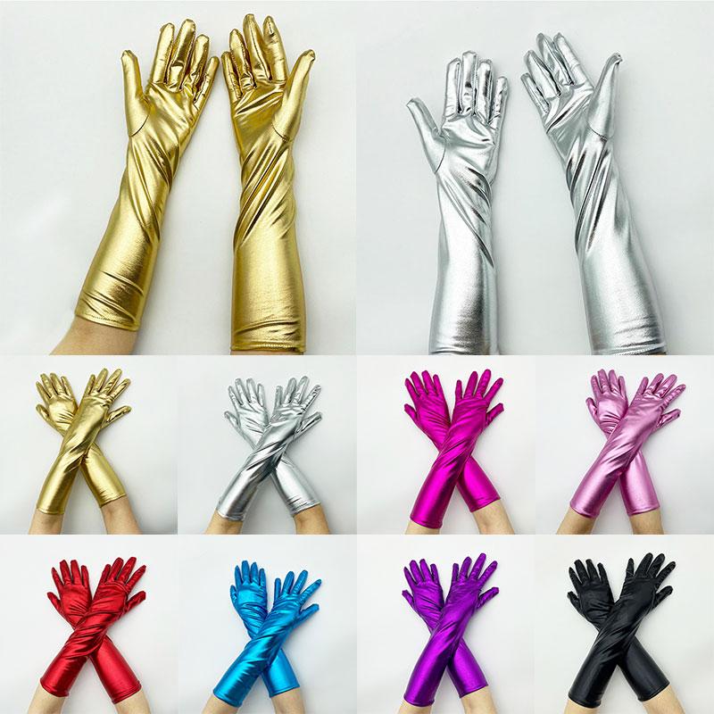 Five Fingers Gloves Ladies Gold Silver Fake Leather Metallic Mid-length Elastic Arm Cover Evening Party Performance Mittens Women Sexy, Blue;gray
Five Fingers Gloves Ladies Gold Silver Fake Leather Metallic Mid-length Elastic Arm Cover Evening Party Performance Mittens Women Sexy, Blue;gray