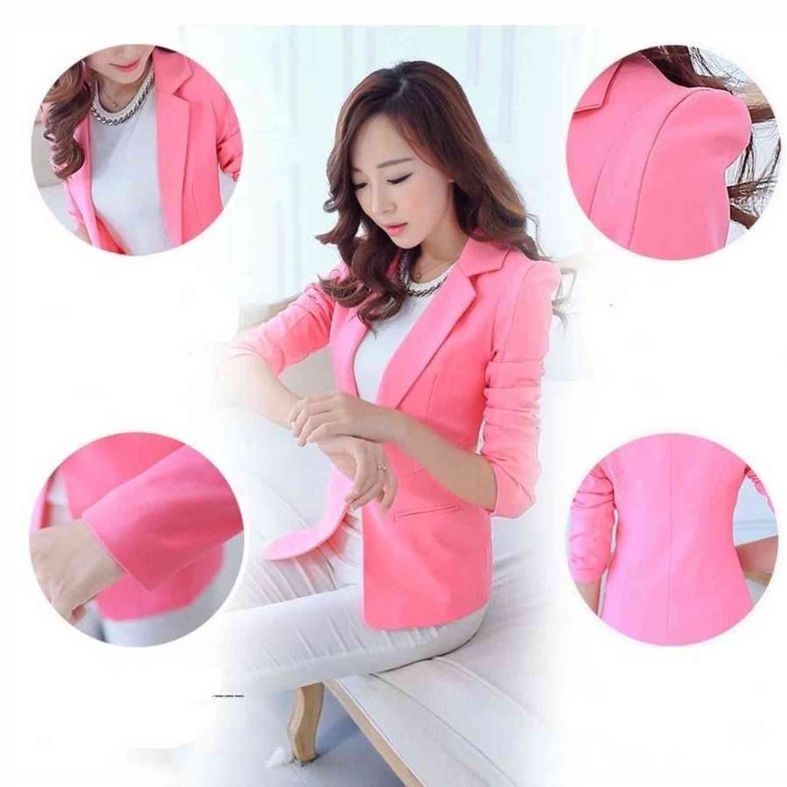Peonfly Ladies Blazer Long Sleeve Blaser Women Suit Jacket Female Feminine Femme Pink Blue White Black Autumn 211122