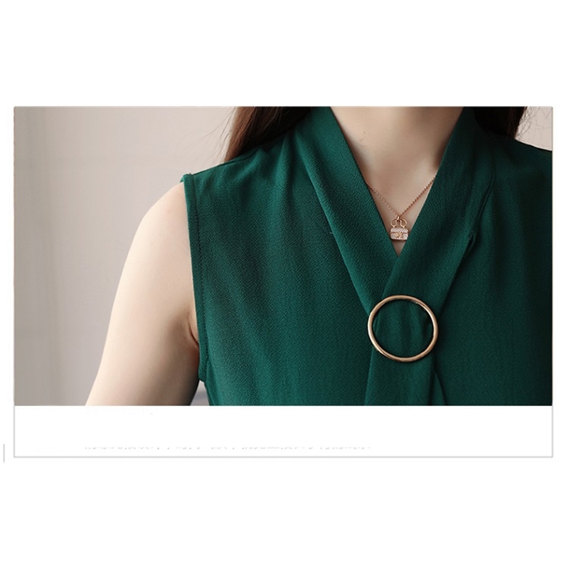 Summer Solid Casual Fashion Women Blouses Sleeveless Elegant Chiffon Top Vest Korean Soft Female Clothing Blusa 0234 40 210506