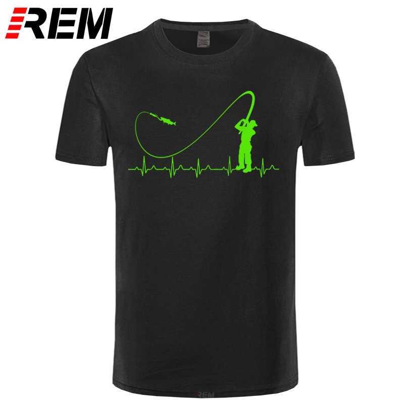 REM Fishinger Heartbeat T Shirt - Funny Fish Fisherman Gift Idea Fashion Men T-Shirt Short Sleeve Sale 100 % Cotton 210629