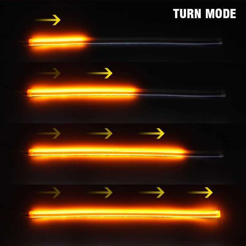 2pcs Waterproof Flexible Universal Car LED DRL Daytime Running Light Flow Runs Headlight LED Strip Brake Turn Signal Light