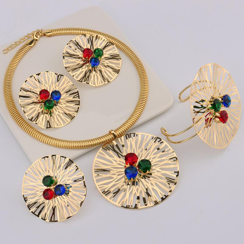 Earrings & Necklace 2021 Trend Dubai Gold Plated Jewelry Sets For Women African Bridal Wedding Gifts Party Ring Bracelet Jewellery, Silver
Earrings & Necklace 2021 Trend Dubai Gold Plated Jewelry Sets For Women African Bridal Wedding Gifts Party Ring Bracelet Jewellery, Silver