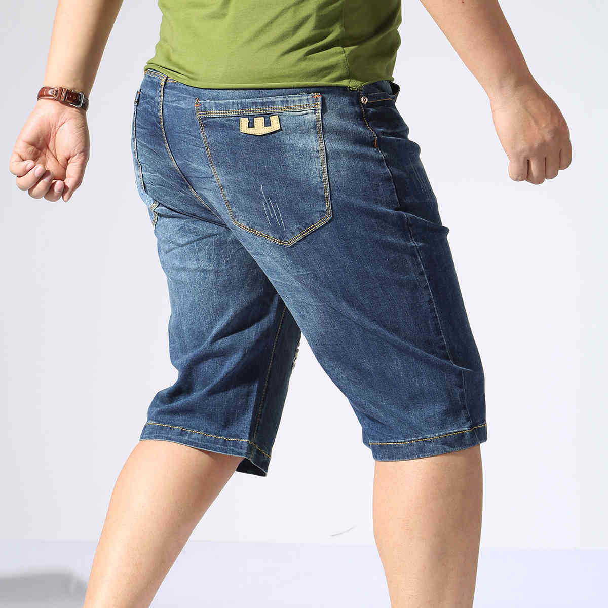 Mens Shorts Large Size Summer Big Size Bermuda Male Ripped Lightweight Micro Stretch Breeches Men plus size Men Denim Shorts 210518
