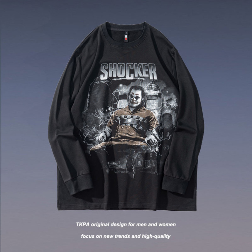 Tkpa fashion brand dark print Pullover Sweater round neck loose top high street lovers make old washed long sleeves, Black
Tkpa fashion brand dark print Pullover Sweater round neck loose top high street lovers make old washed long sleeves, Black
