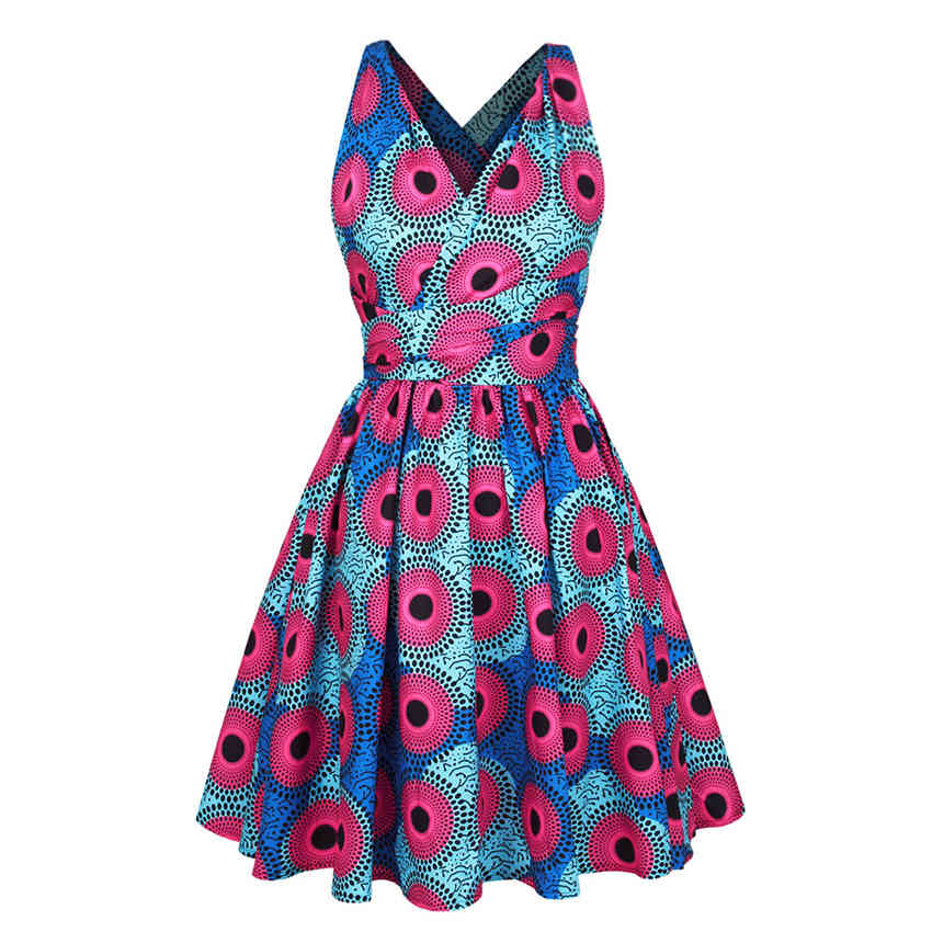New Floral National Print African Dresses For Women Evening Party Pleated Noble Dashiki Bazin African Clothes Riche Female 210408