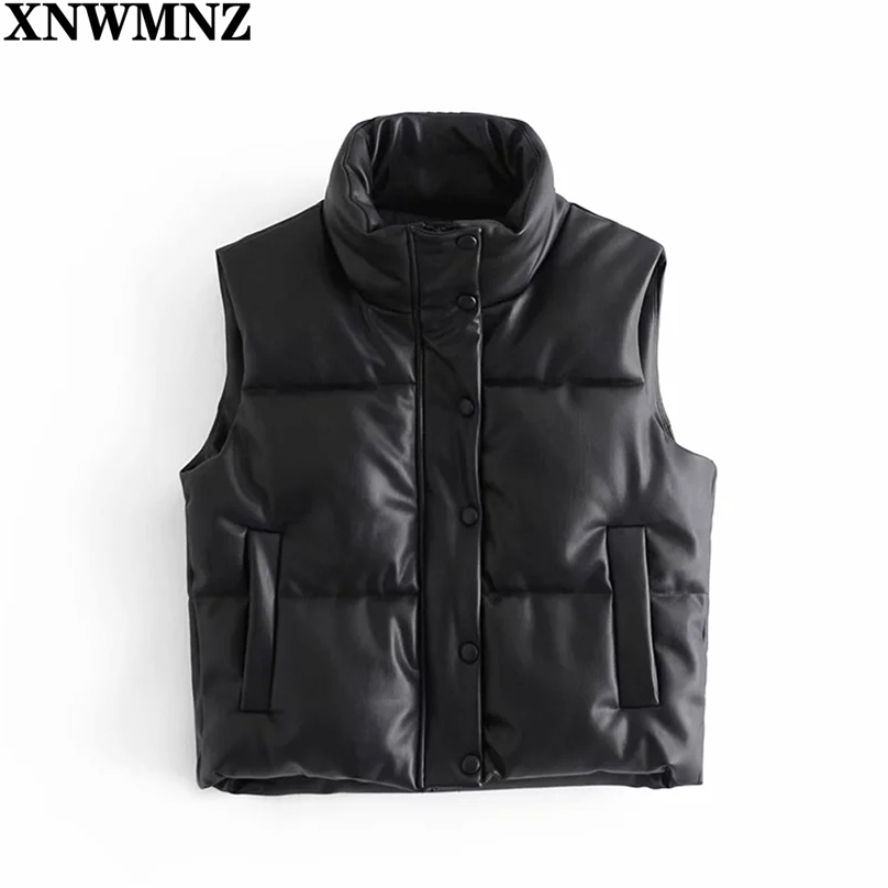 Women Fashion Leather Cotton Cropped Padded Waistcoat Vintage Sleeveless Female Outerwear Streetwear Black jacket 210520
Women Fashion Leather Cotton Cropped Padded Waistcoat Vintage Sleeveless Female Outerwear Streetwear Black jacket 210520